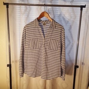 Anne Klein-Striped Blouse-Petite XL